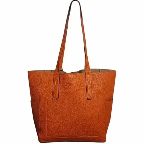 Michael Kors‎ Junie MD Leather Tote Travel Shoulder Handbag Burnt Orange Pebbled - Picture 2 of 16
